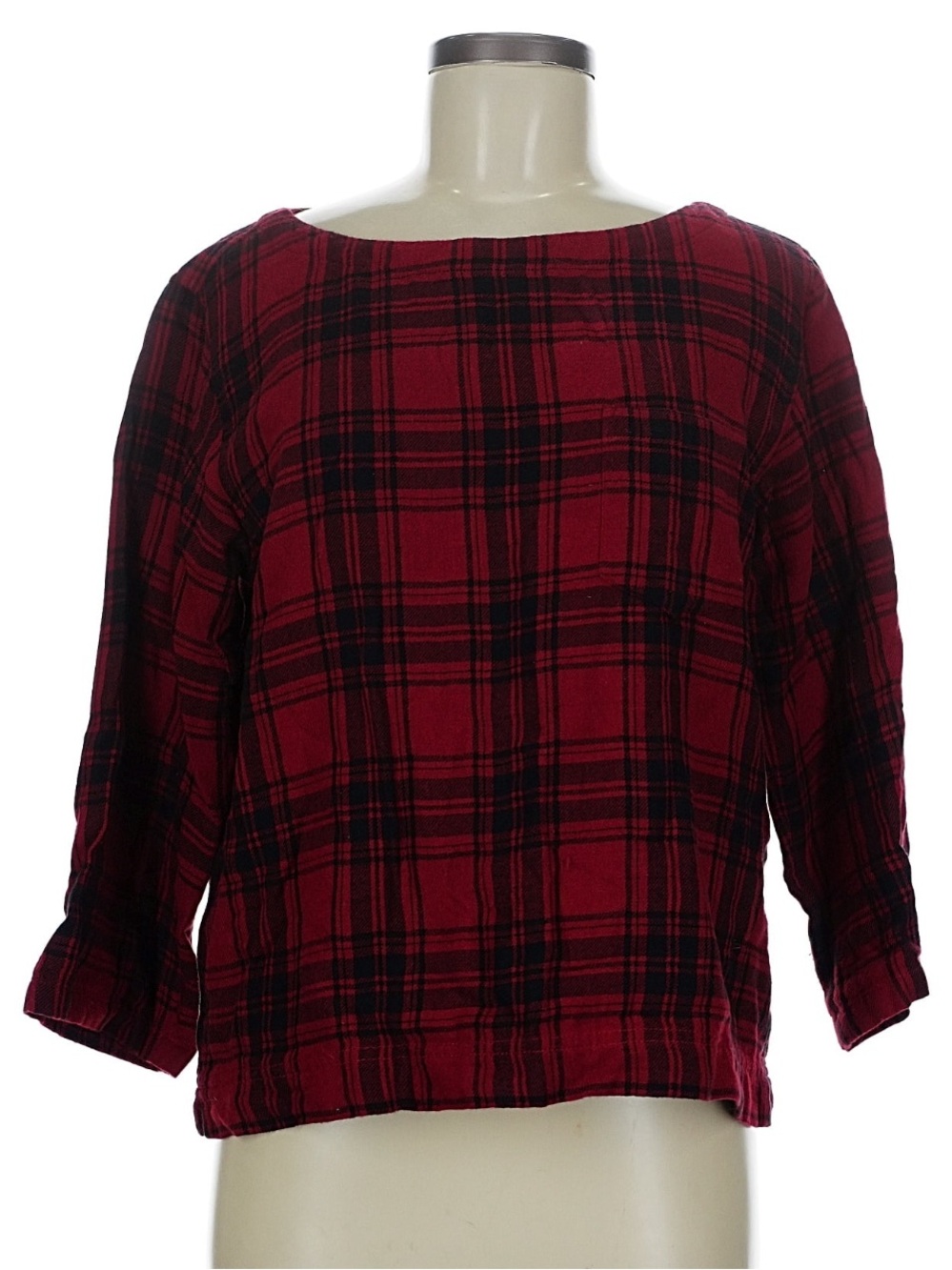 Madewell Red and Black Plaid Boatneck Flannel Tunic Size M